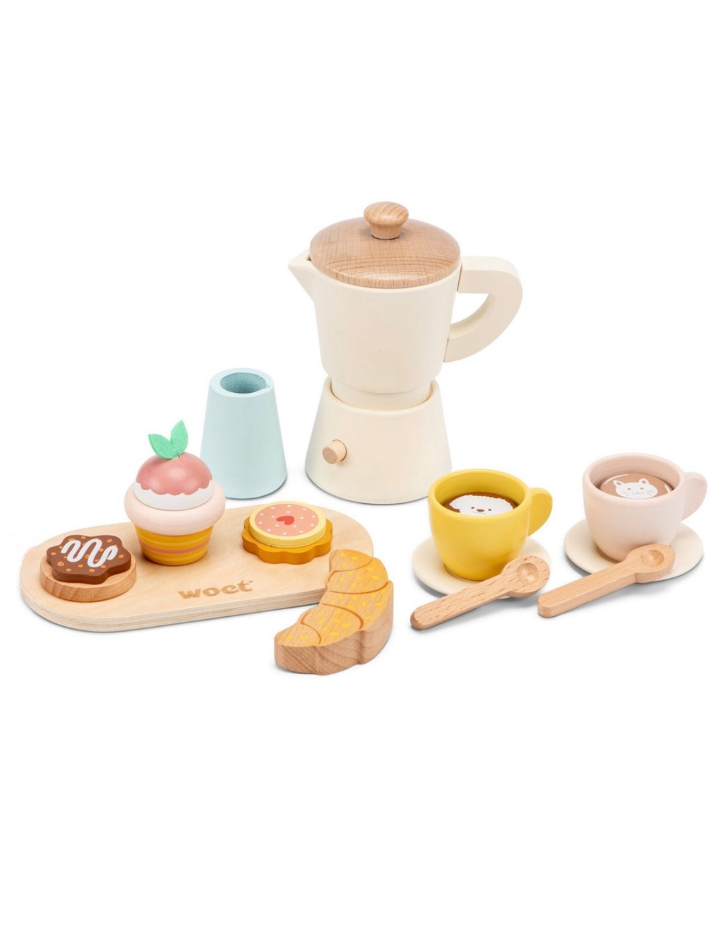 Set con caffettiera in legno