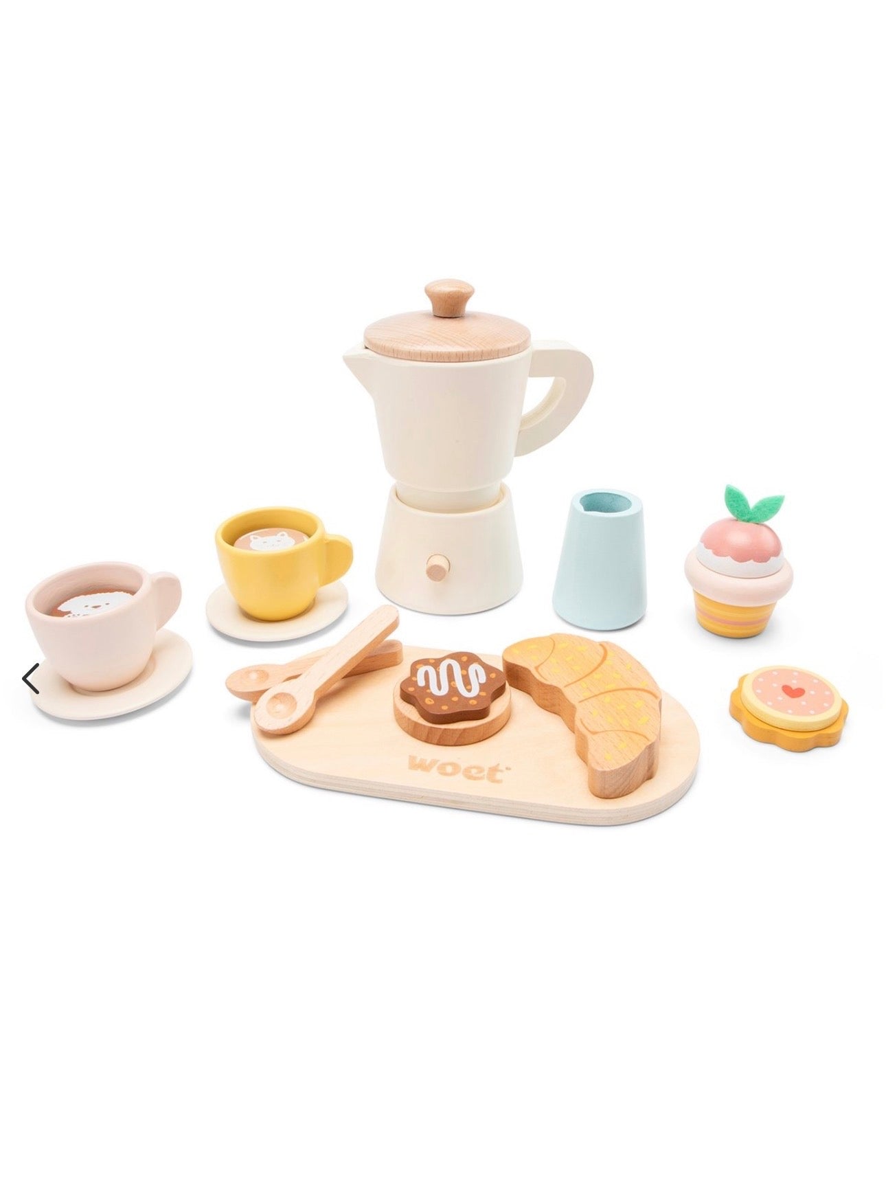 Set con caffettiera in legno