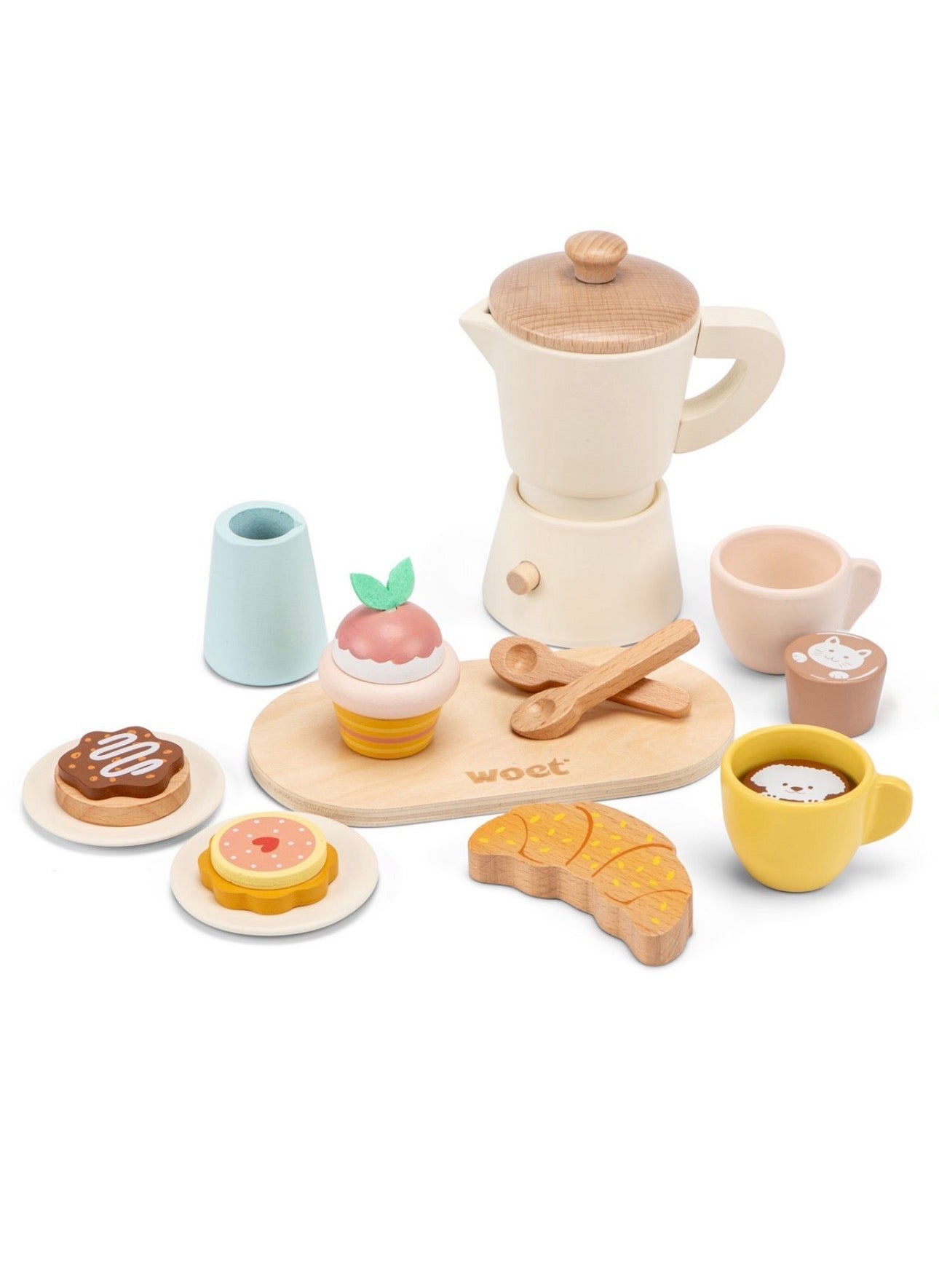 Set con caffettiera in legno